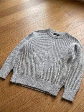 Cynthia Rowley Grey Rib Knit Sweater Size L Cozy Pullover #185
